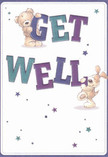 Radiating cheerful optimism, this delightful get well card features two endearing friends-a plush teddy bear and a playful puppy-balancing boldly coloured letters that spell 'Get Well' with exuberant joy. Their soft, textured fur in honey and grey hues appears almost touchable, inviting gentle comfort. Rich indigo and teal tones set the words apart against a clean cream background, a subtle nod to the refined simplicity found in Bayswater's peaceful residential lanes. The scattered blue and purple stars twinkle across the card, imbuing the scene with a whimsical sense of hope. Every element feels meticulously considered, much like a bespoke arrangement prepared by Bayswater Flowers on a fresh London morning. This card doesn't just deliver a message; it becomes a source of solace-an emotional balm, perfect for sending courage and kindness across Bayswater, especially to those in need of a spirit-lifting touch during recovery.